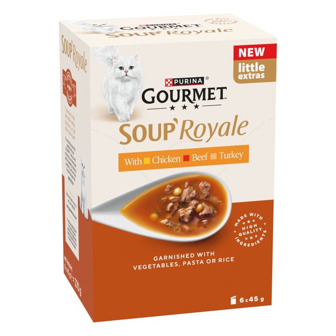 6x45g Gourmet Soup Royale Vleesselectie Kattenvoer nat