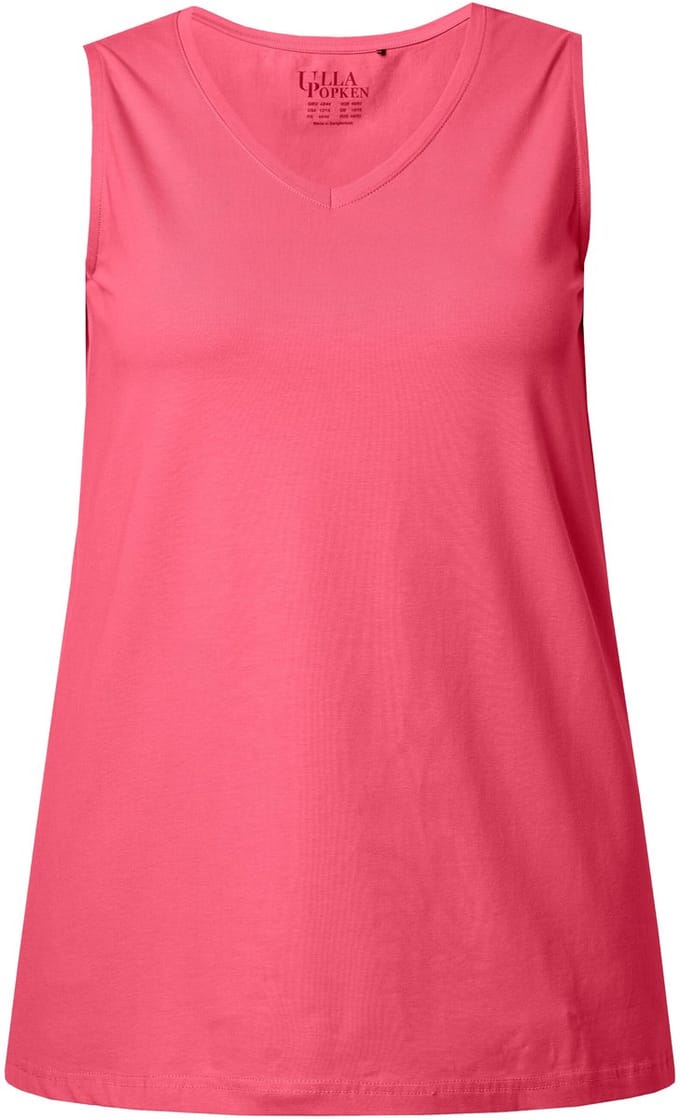 Ulla Popken - Dames - Top A-lijn V-hals mouwloos - Lichtfuchsia - Maat 62+
