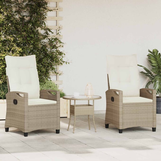 vidaXL - Tuinstoel - 2 - st - Beige - en - Crème - Staal - en - Polyester