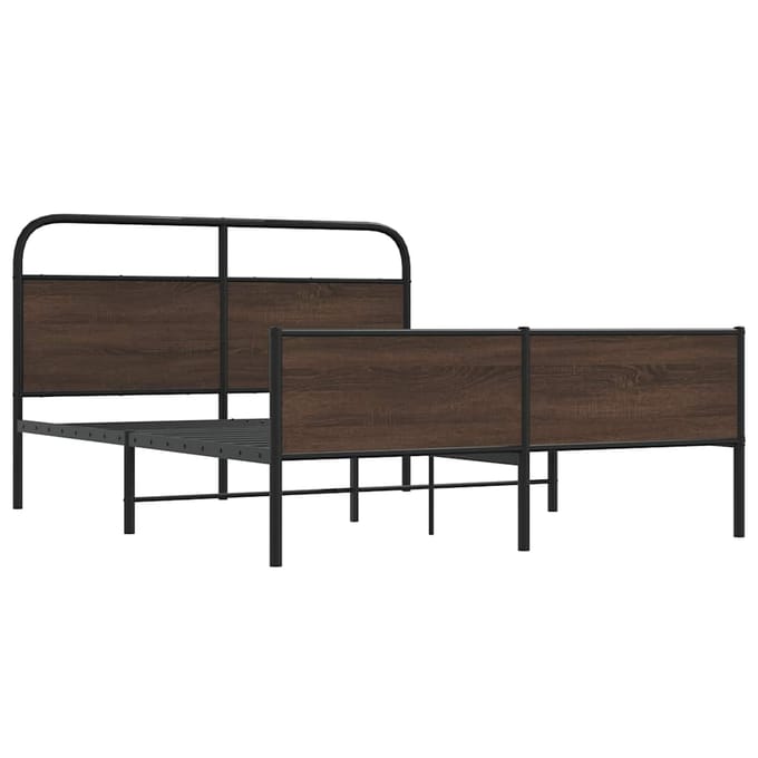 vidaXL - Bedframe - zonder - matras - metaal - bruin - eikenkleurig - 150x200 - cm
