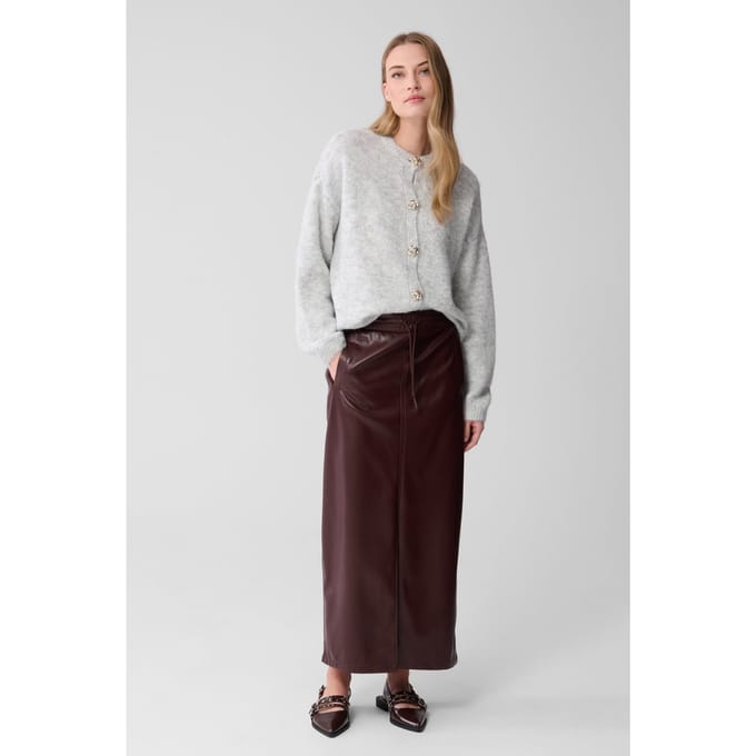 Shoeby La-sbvegan Leather Skirt Darkred Maat: M | Maxi Rokken Outlet | Dames