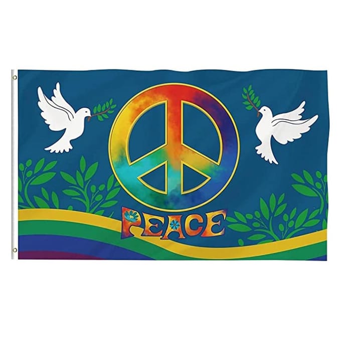 Wereld Vrede Vlag 90 x 150 cm Grote Polyester Vrede Vlag voor Achtertuin Tuin Speeltuin blue