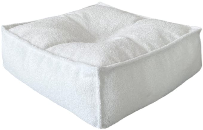 Moje Bouclé Ottoman -square - White