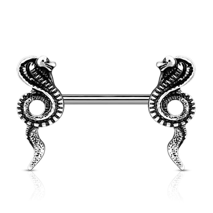 Tepelpiercing cobra's antique 1.6x14 - silver - LMPiercings