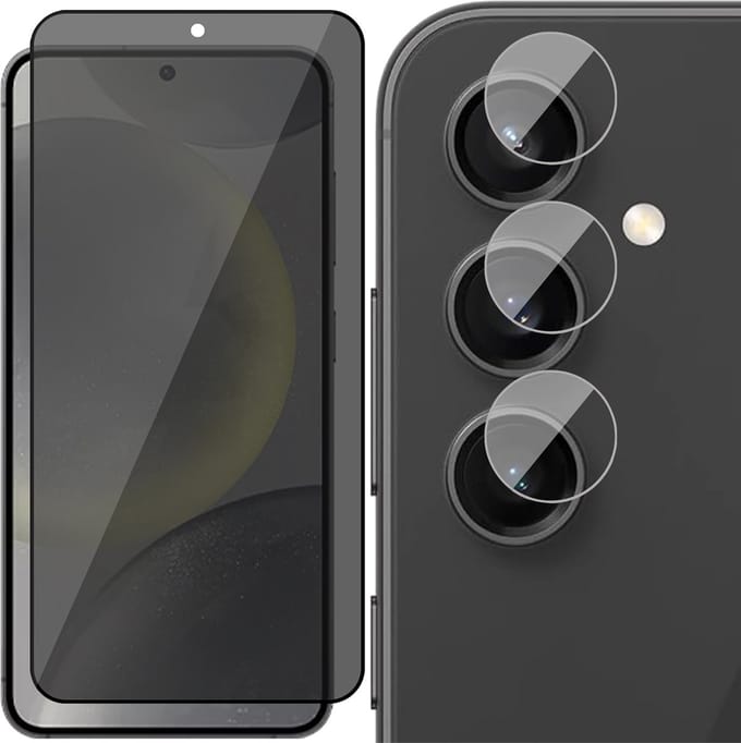 Privacy Screenprotector & Camera geschikt voor Samsung Galaxy S24 Plus - Volledig Dekkend Glas
