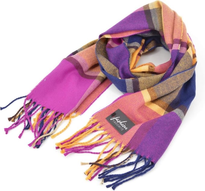 Ruit Sjaal - Paars/Roze/Geel | Kinderen/Volwassenen | Polyester | 170 x 32 cm