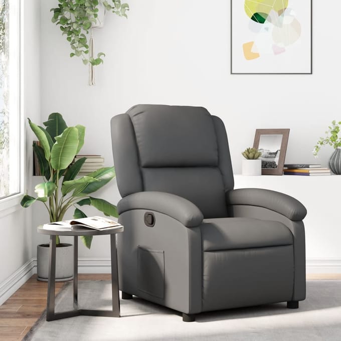 vidaXL - Relaxfauteuil - grijs - kunstleer