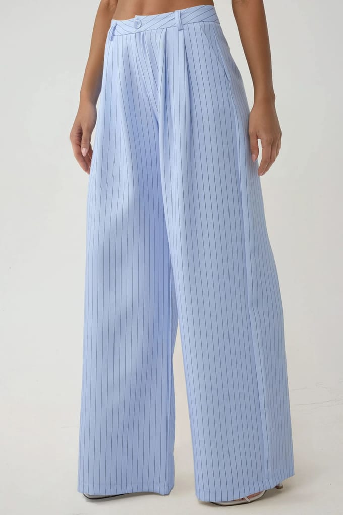 Pika Collectie Hoge Taille Gestreepte Wijde Broek
