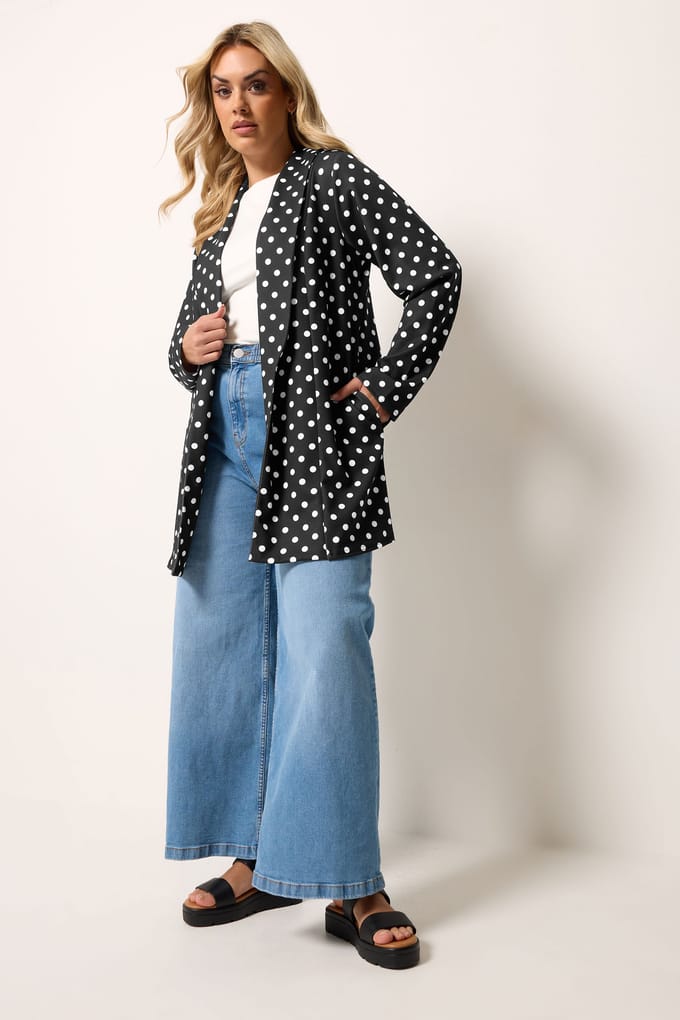 Yours Zwarte Blazer Met Stippen Size 44