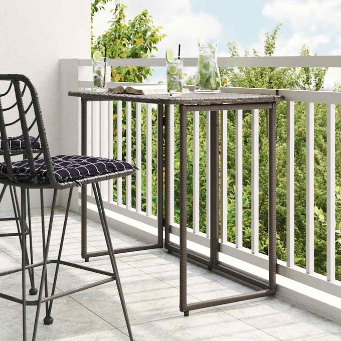 vidaXL Tuintafel inklapbaar 90x51x75 cm poly rattan bruin