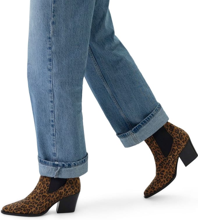 Manfield - Dames - Panterprint leren cowboy laarzen - Maat 41