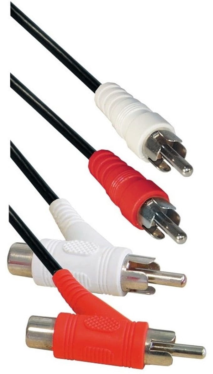 Tulp stereo audio kabel met extra poorten - 0,50 meter