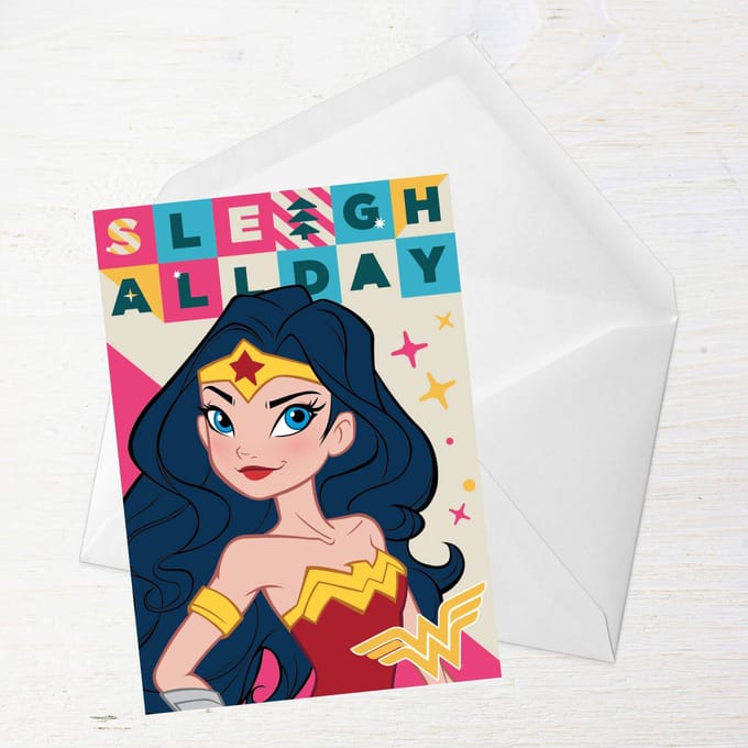 Wonder Woman Sleigh All Day Greetings Card - Large Card