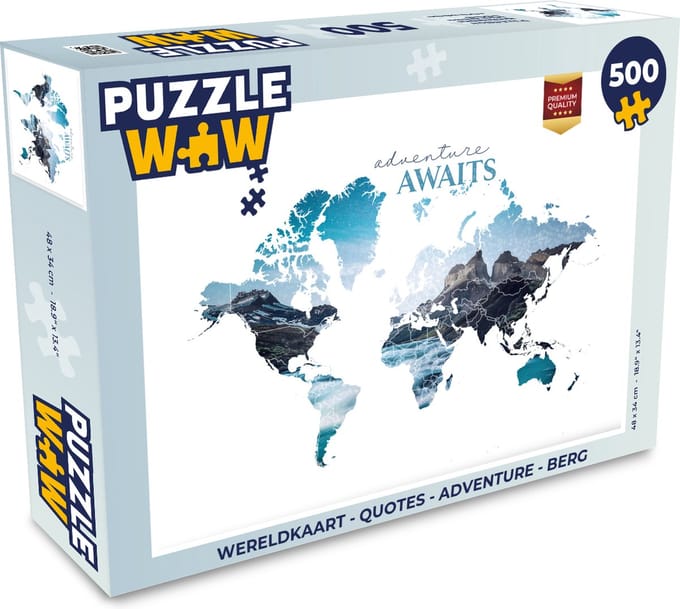 Puzzel Wereldkaart - Quotes - Adventure - Berg - Legpuzzel - Puzzel 500 stukjes