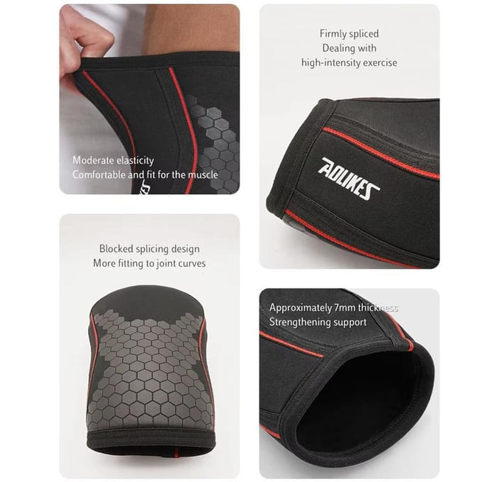 Aolikes 7mm Elleboogbeschermers 1 Paar Hoge Prestaties Ondersteuning voor Gewichtheffen Powerlifting Training S zwart