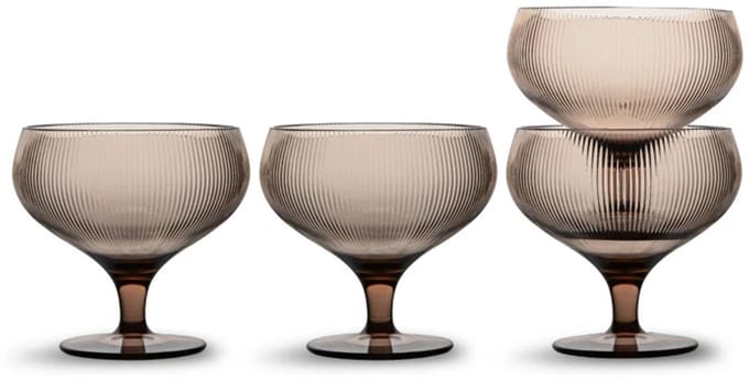 Sagaform Billi rPet champagne coupe / dessert coupe op voet set van 4 30cl bruin