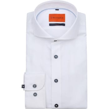 Suitable Melange Overhemd Wit - Maat 38 - Heren - Casual Shirt