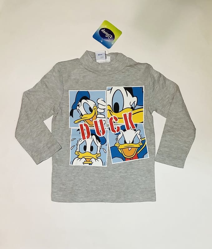 Disney Donald Duck Shirt - Lange Mouw - Grijs - Maat 98