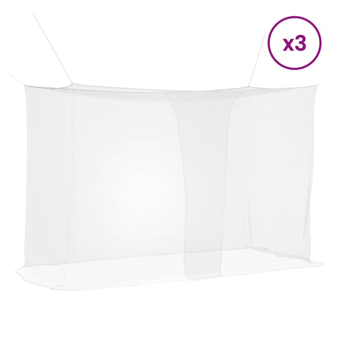 vidaXL - Muggennet - voor - bed - 3 - st - 156 - mesh - Wit - 220 - x - 100 - x - 150 - cm