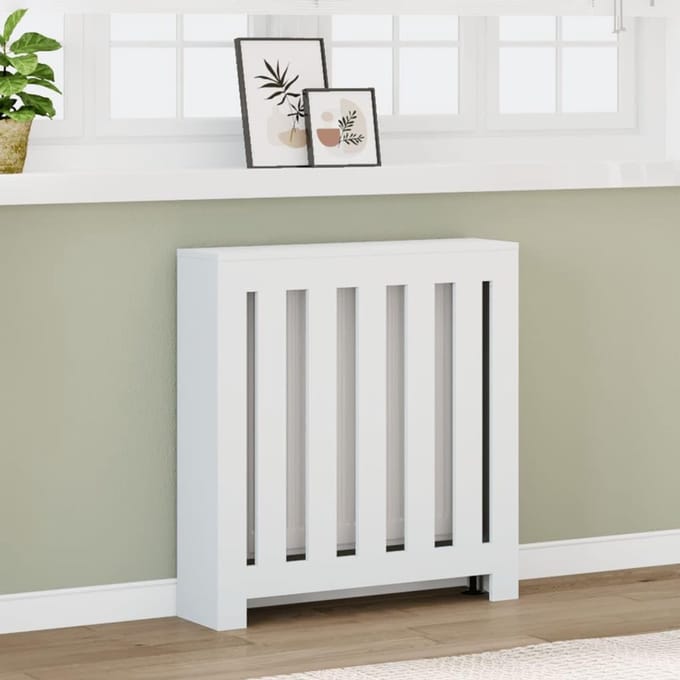 Radiatorombouw - Decoratieve Kast - Woonkamer Aankleden - Verticale Lamellen - 78 x 82 cm - Wit