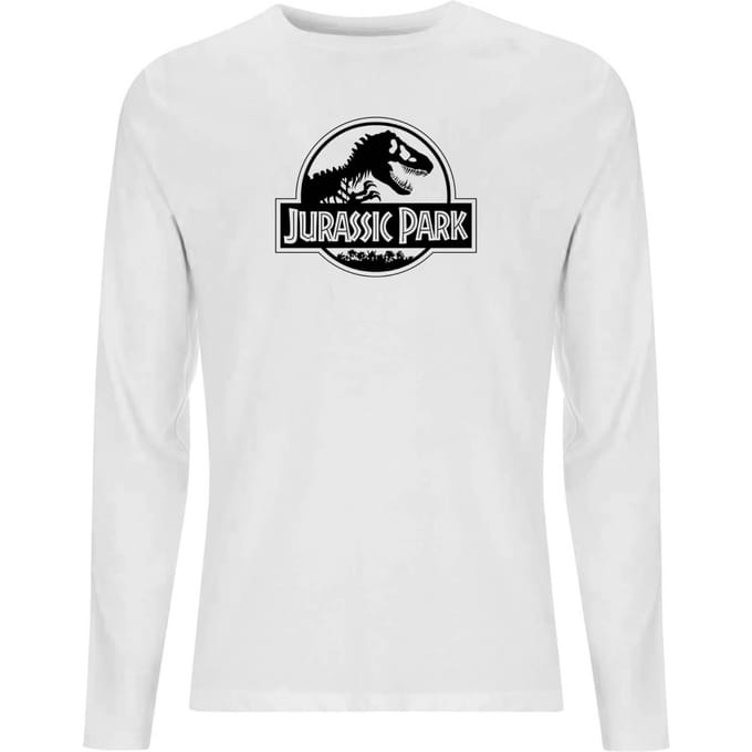 Jurassic Park Logo Men's Long Sleeve T-Shirt - White - M