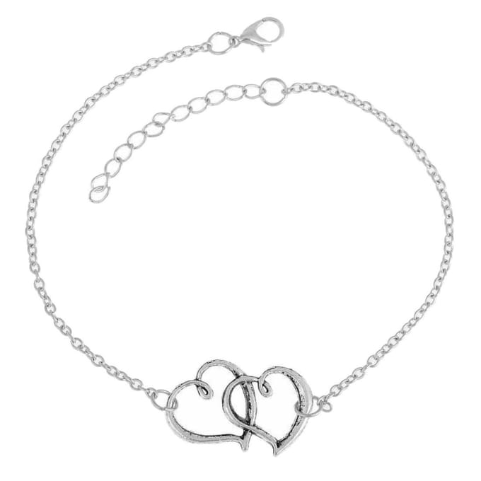 Fako Bijoux® - Enkelbandje - Enkelsieraad - Dubbel Hart - XL