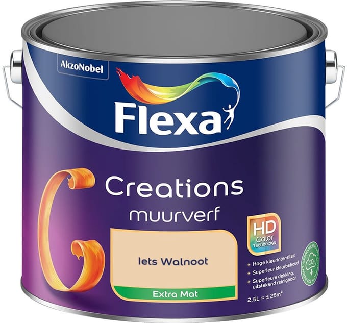 Flexa - Creations Muurverf Extra Mat - Iets Walnoot - Mengverf - 2,5 L