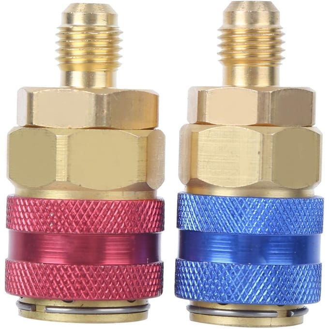 Airconditioning Snelkoppeling Connector Messing Adapters voor R134A Hoog Laag Rood Blauw Zijkant