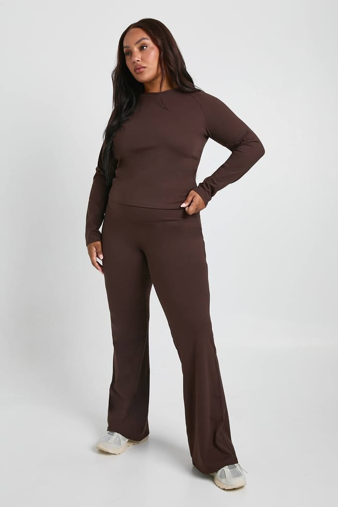boohoo Dames Plus Super Soft Hoge Taille Uitlopende Legging | Coffee | Maat: 16