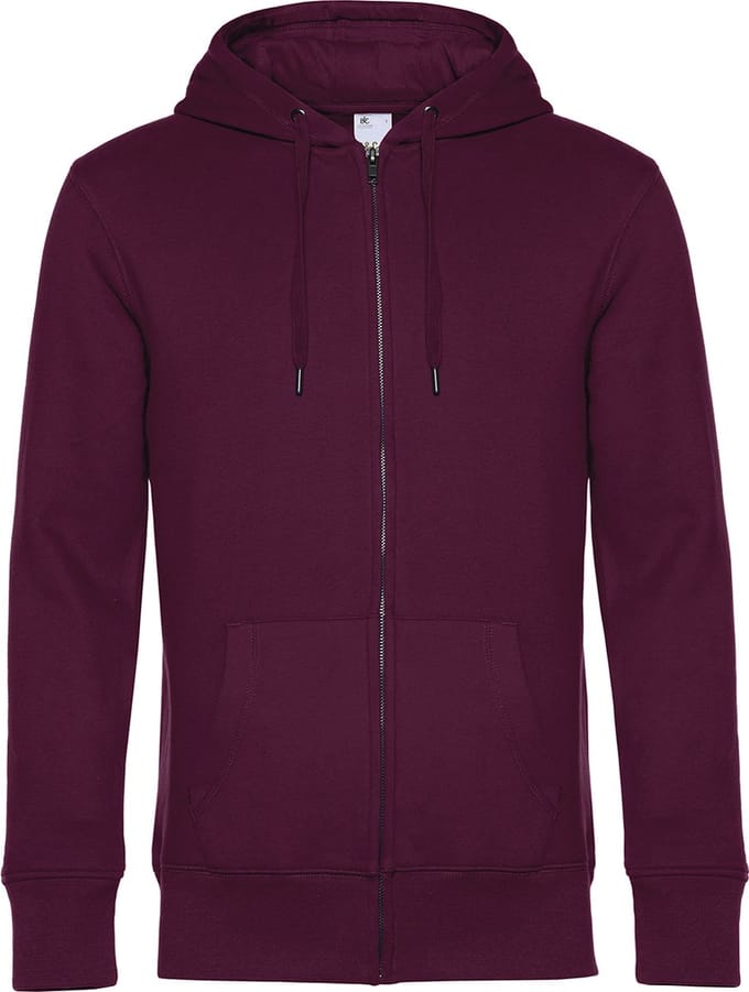 KING Zipped Hooded Sweatshirt B&C Collectie maat M Dark Cherry