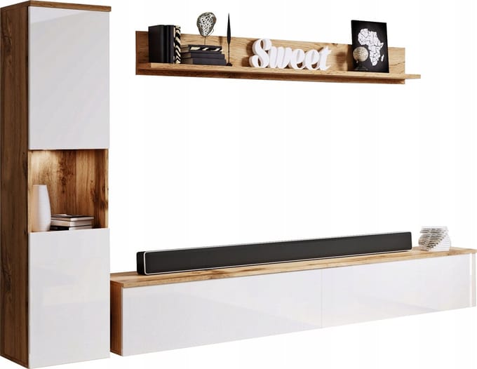 ModernHome Living - Woonwandset - Mat corpus - Hoogglans fronten - LED-optie