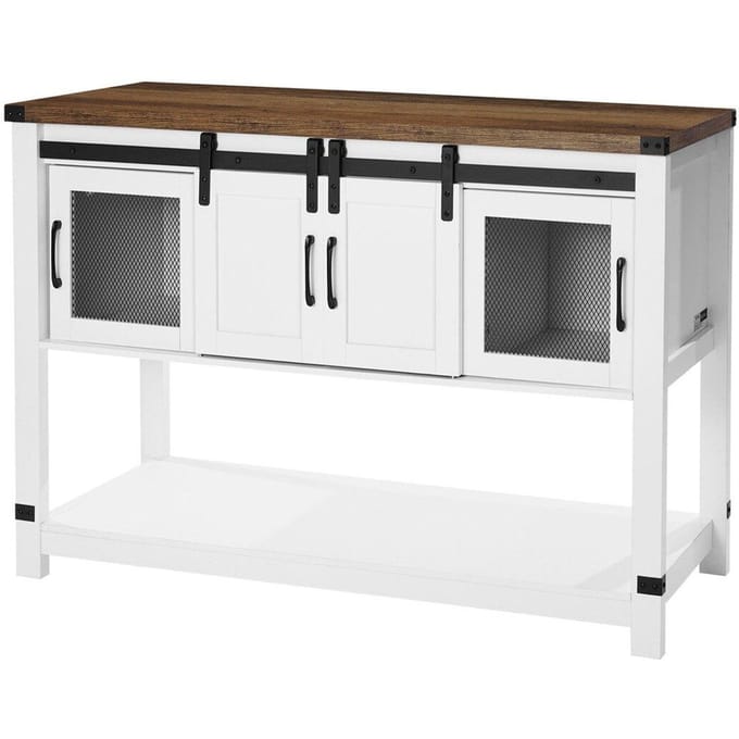Koffiebar Kast 4-Laags Koffiebar Tafel met Schuurdeuren voor Woonkamer