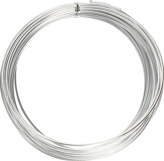 Alu draad, rond, dikte 2 mm, zilver, 10 m/ 1 rol