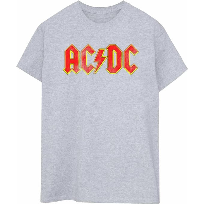 AC/DC Menselijk verweerd logo T-shirt (Sportgrijs)