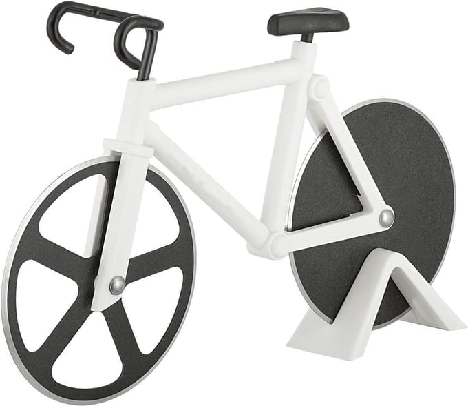 New Age Devi - 2 stuks Pizzasnijder Fiets - Wit - Pizza Snijder - Pizza Fiets - Pizzames - Pizza Accessoires