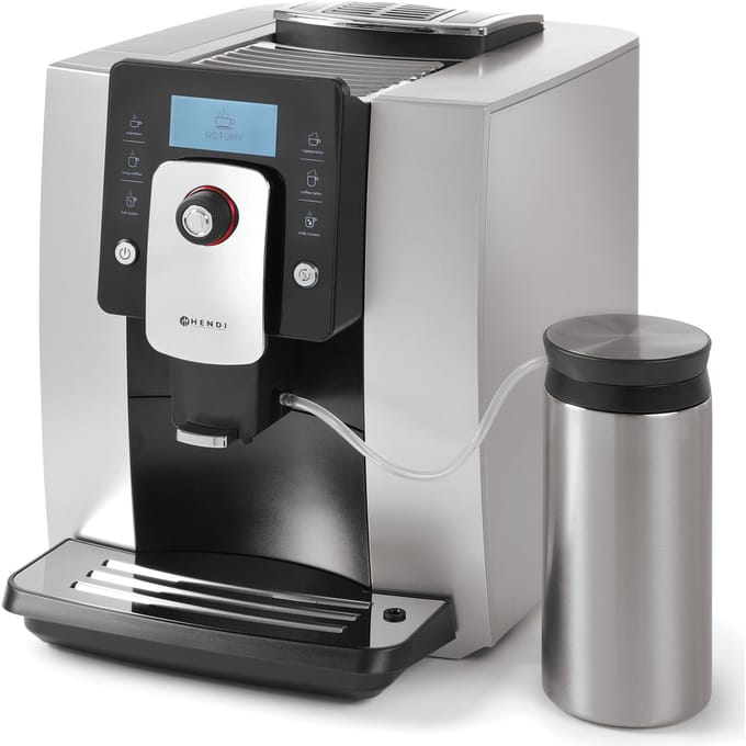 Machine à café automatique One Touch avec récipient à lait de 600 ml ARGENT Hendi 208984