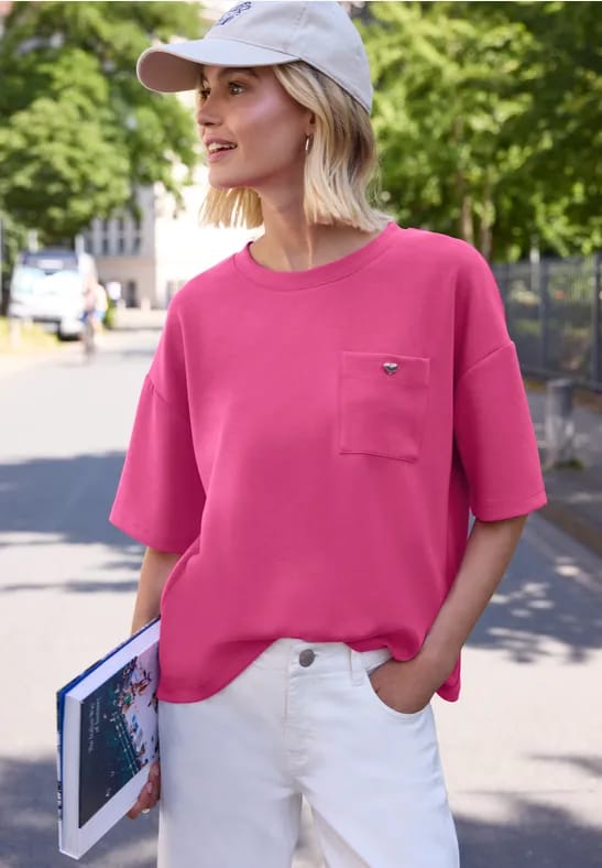 Shirt met Silk-Look en borstzak