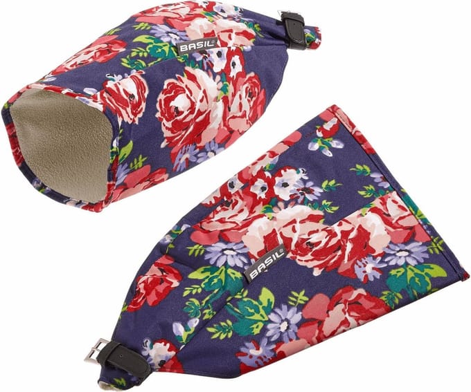 Basil Fiets Handwarmers Set - Roses - blauw/rood