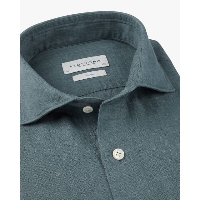 Linnen overhemd Profuomo blauw Regular fit