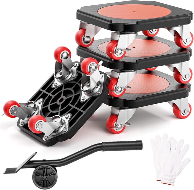 Meubeltransportset met Hefboom en 360° Draaibare Rollers voor Zware Lasten