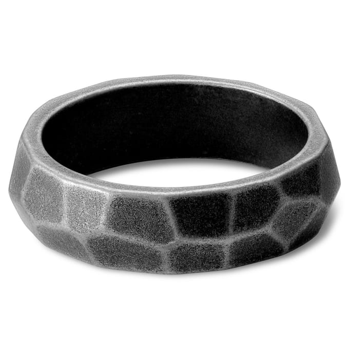 Jax Grijze Stalen Gefacetteerde Bandring