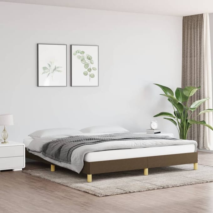 vidaXL - Bedframe - zonder - matras - stof - donkerbruin - 180x200 - cm