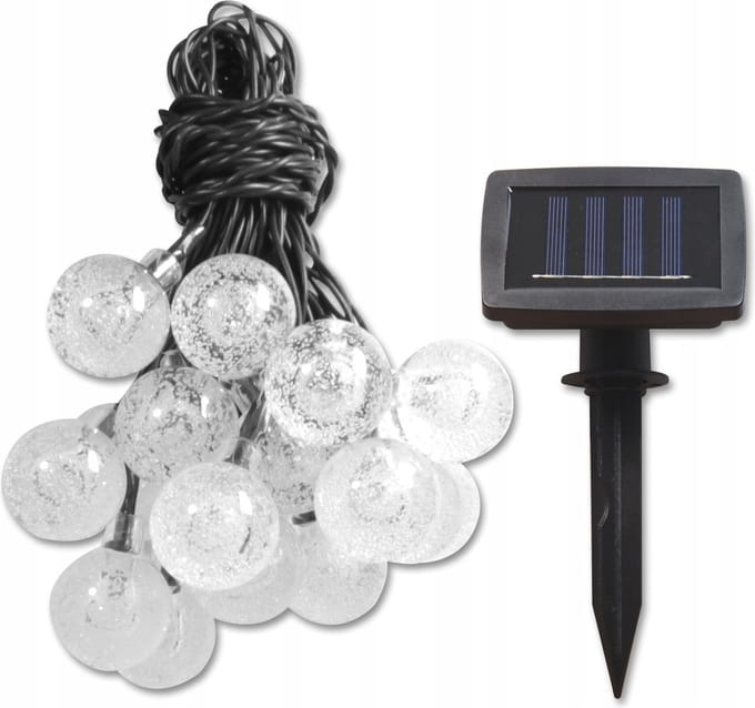 LED Lichtsnoer op zonne-energie | Dag en Nacht Sensor | Warm Wit | 4,85 m | 20 LED's | IP44
