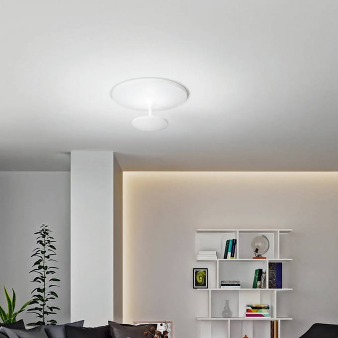 Fabas Luce LED plafondlamp Conrad, wit, Ø 50 cm, metaal, dimbaar