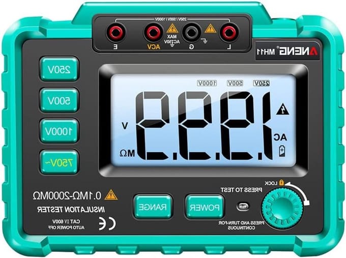 Digitale Megohmmeter - Isolatiemeter Tester - Weerstand Meten - Instelbare Spanning - 165x120x57mm - Groen