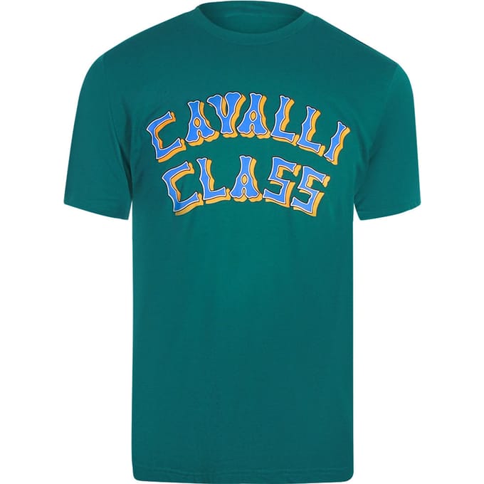 Cavalli Class Gelaagd Logo Groen T-shirt