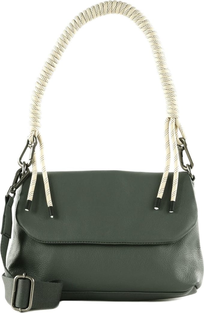 FREDsBRUDER Leren Schoudertas Nea Shoulderbag with Flap Blue Grey Grijs