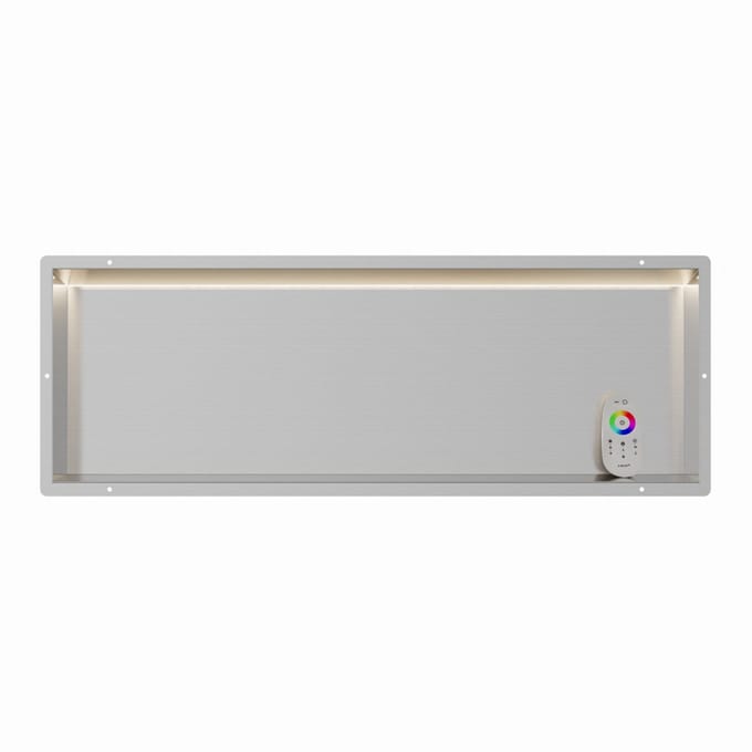 RVS Inbouwnis 30x90x7cm met tegelflens en RGB verlichting