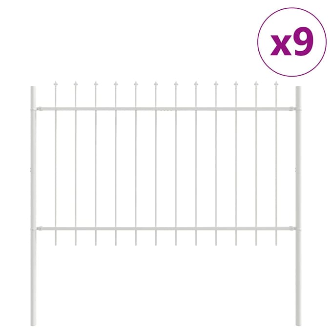 vidaXL - Tuinhek - WOERDEN - 9 - st - 15,3 - x - 1,2 - m - Poedergecoat - staal - Wit