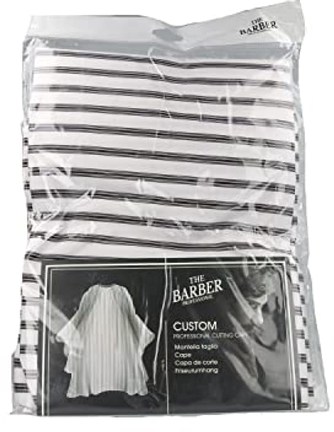 Xanitalia - Hairdressing Cape The Barber Custom Zwart/wit gestreept